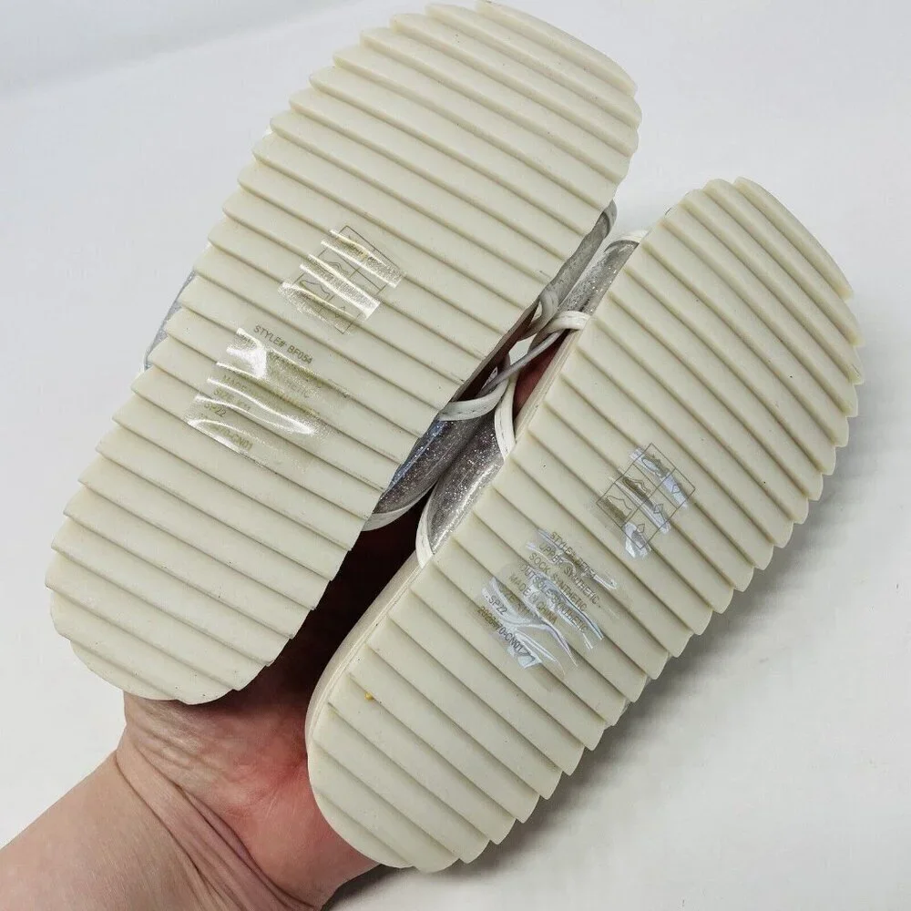 J Crew Crewcuts Little Girl K11 Slip On Pool Glitter Jelly Sandals White $45 209